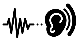 An ear with sound waves