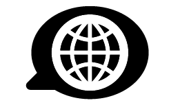 Speech bubble with a globe